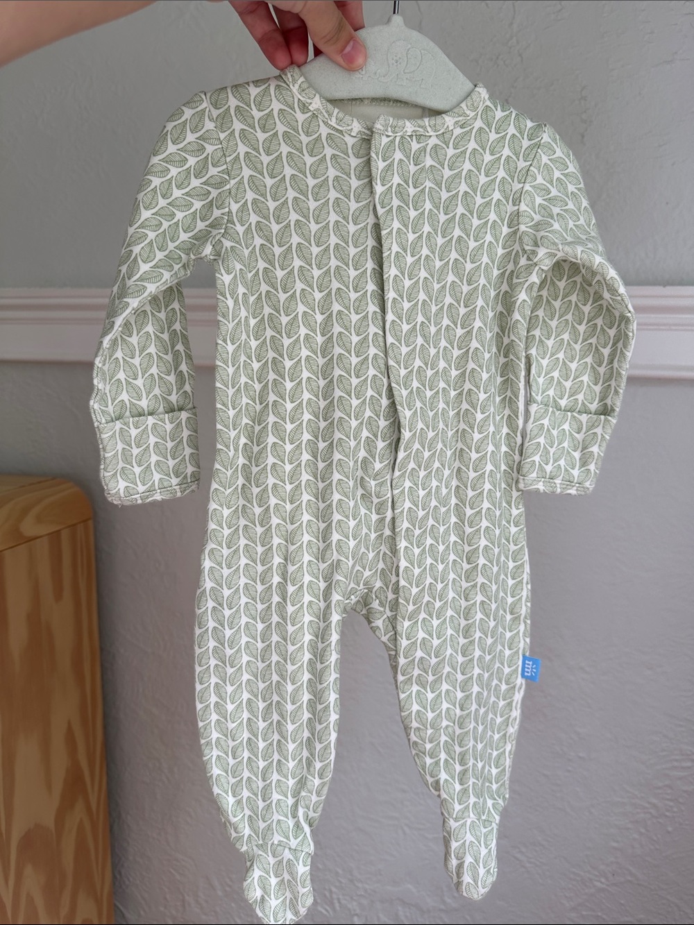 Magnetic Me Sage Leaf-Print Footed One-Piece